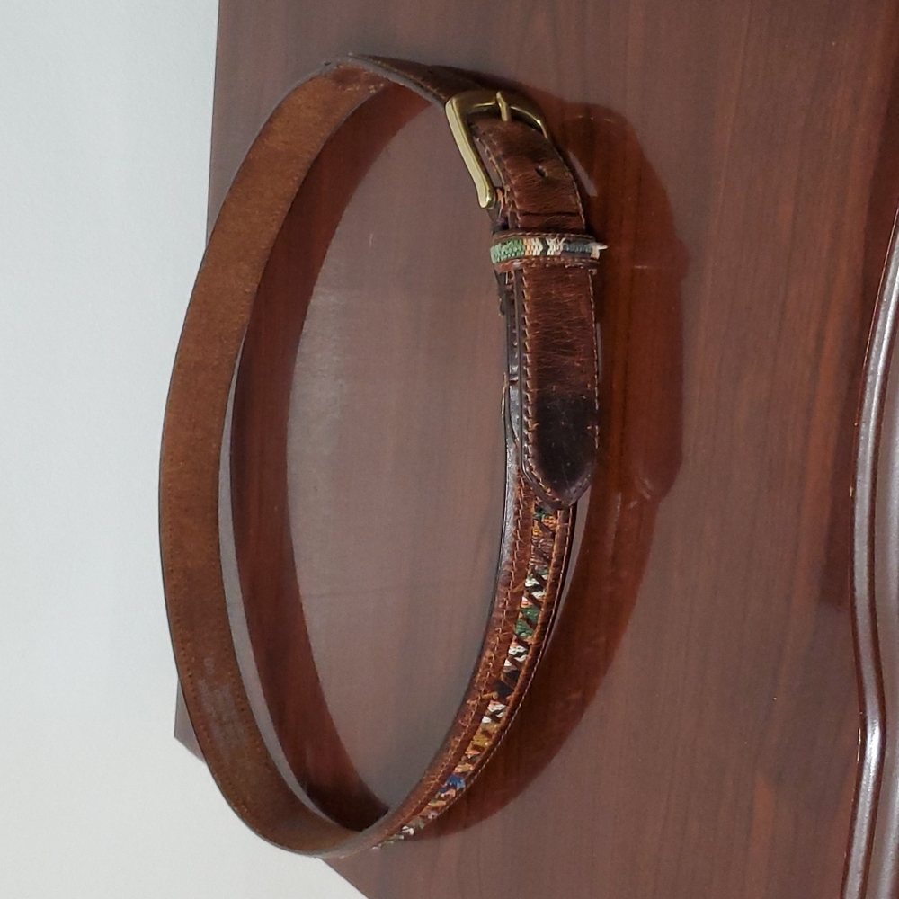 Columbia Embroidered Leather Belt Size 42